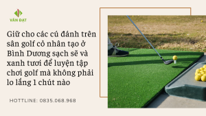Giữ cho các cú đánh trên sân golf cỏ nhân tạo ở Bình Dương sạch sẽ và xanh tươi để luyện tập chơi golf mà không phải lo lắng 1 chút nào