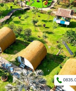 Trang trí villa, homestay bằng cỏ rơm nhân tạo